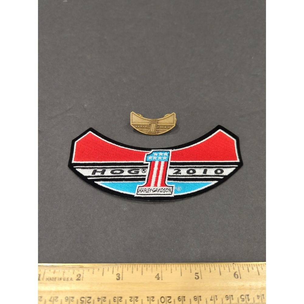 Vintage Harley Davidson 2010 HOG USA #1 Rocker Patch and Pin.